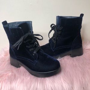Boots, navy blue suede boots